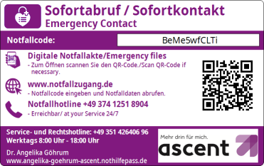 NotHilfePass Rückseite